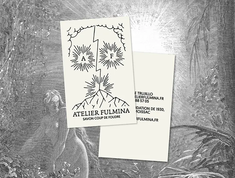 Cartes de visite Atelier Fulmina. Version mobile