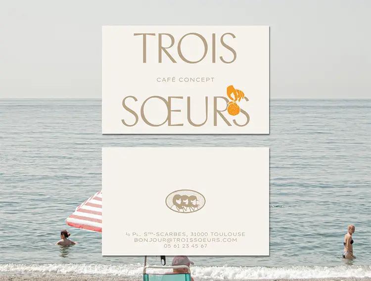 Carte de visite pour Trois Soeurs café concept à Toulouse. Format mobile