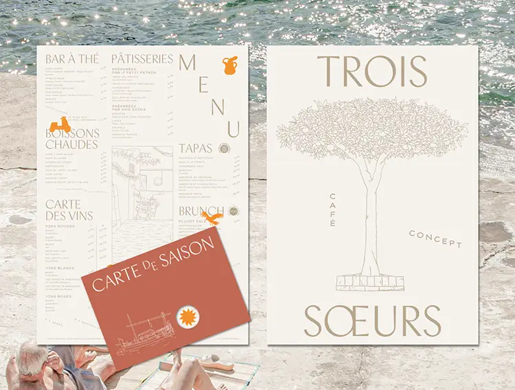 Carte du café concept Trois Soeurs à Toulouse. Format mobile