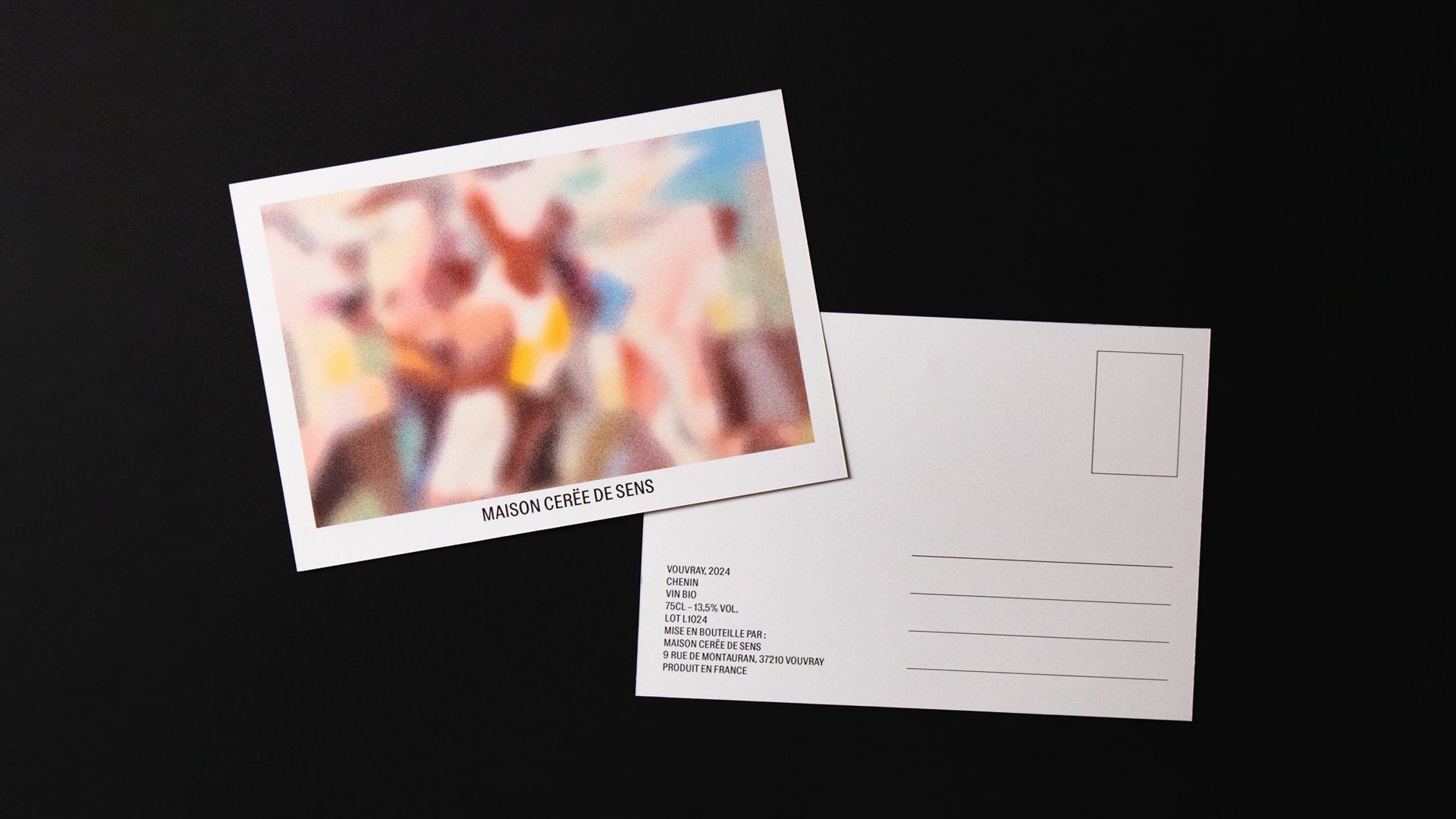 carte postale étiquette bouteille de vin